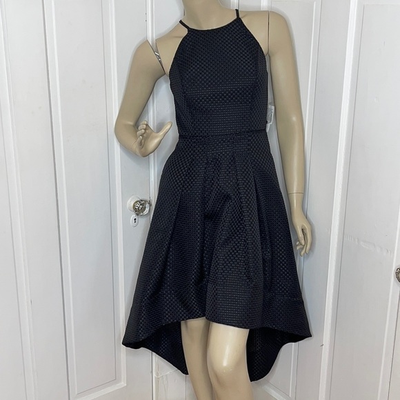 Aidan Mattox•Basket Weave Print•Black•Hi-Lo•Dress - Picture 2 of 11